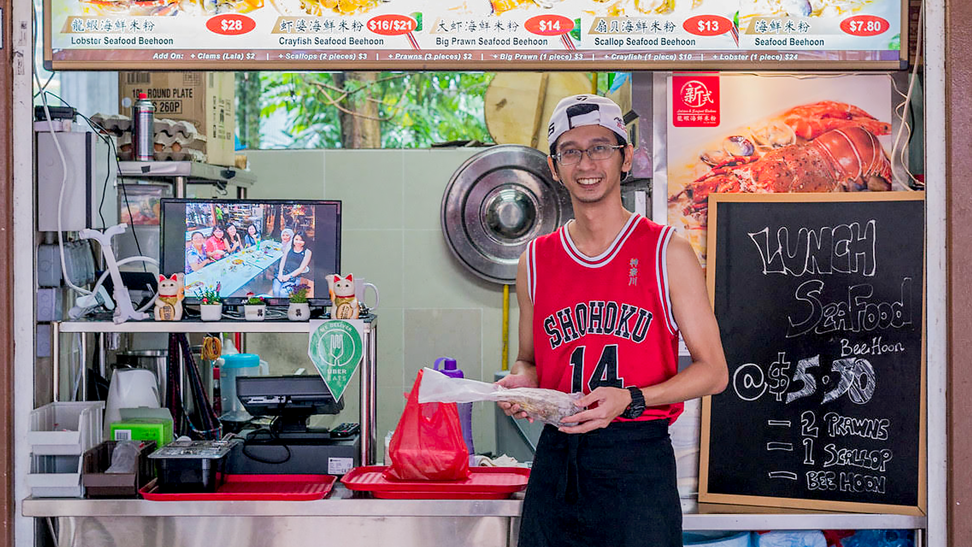 Desmond running his hawker business