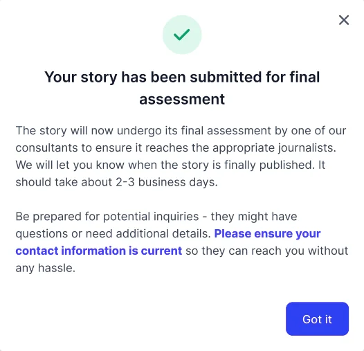 Alpha Story App Submission Confirmation Image